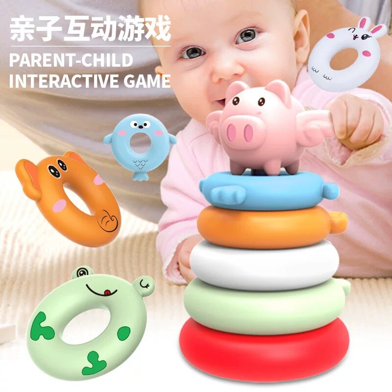 Stack music baby puzzle early education toy rainbow collar 0-1-2 year old children toy pile hands-on ability