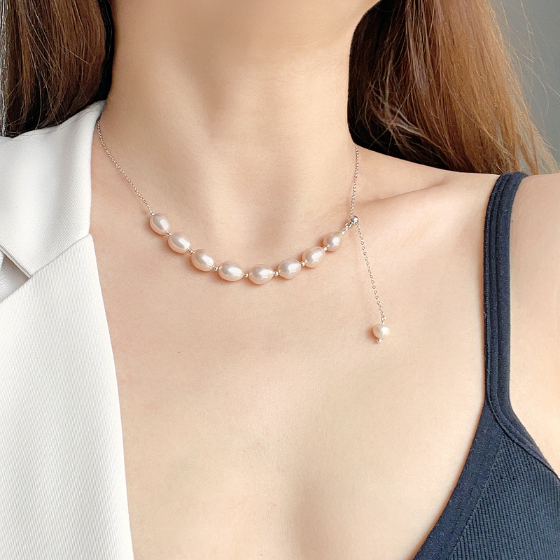 Designer Necklace for Covering Scars after Thyroid Surgery, Clavicle Chain, S925 Silver Pearl Necklace, Simple and Elegant Designer Necklace for Covering Scars after Thyroid Surgery, Clavicle Chain, S925 Silver Pearl Necklace, Simple and Elegant