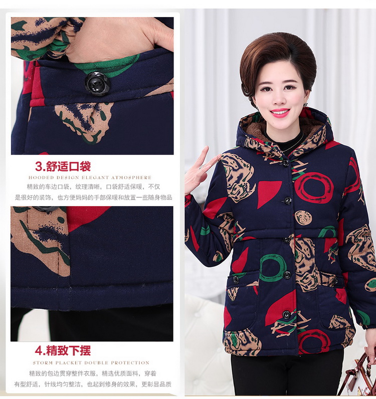 Áo khoác mùa đông cho phụ nữ trung niên và áo khoác cotton nhung dày bà ngoại cỡ lớn áo khoác cotton áo kiểu nữ trung niên