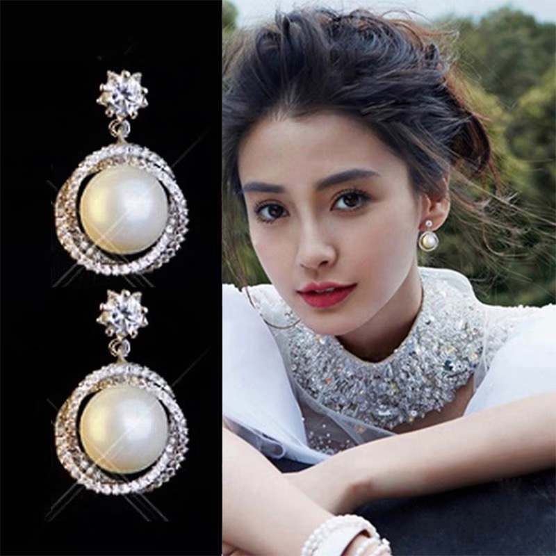 2021 Summer new pearl earrings Goddess Van Temperament Delicate Earrings Atmosphere Light Extravagant Earrings Pure Silver Earrings