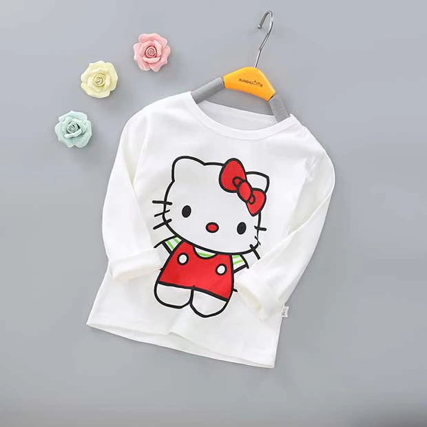 Áo thun cotton bé gái Qiuyi trẻ em bé trai và bé gái Áo phông dài tay ngọn 1-3 tuổi -5 tuổi - 8 tuổi áo thun bé trai