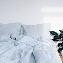 Pure linen four-piece bedding European simple solid color double bed linen quilt cover quilt cover pillowcase 1 8m1 5m