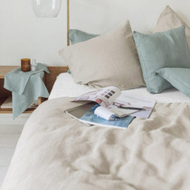 Foreign trade 100% linen four-piece bed sheet bed hats three-piece solid color quilt cover pillowcase cotton linen bedding kit