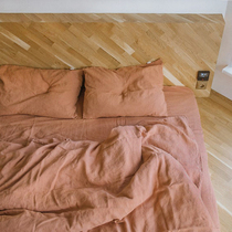 Bedding linen French imported solid color Japanese quilt cover pillowcase bed sheet bed hats four-piece multi-piece set