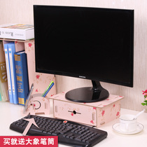 Mini desktop wooden computer monitor heightened shelf base storage bracket storage box multi-purpose