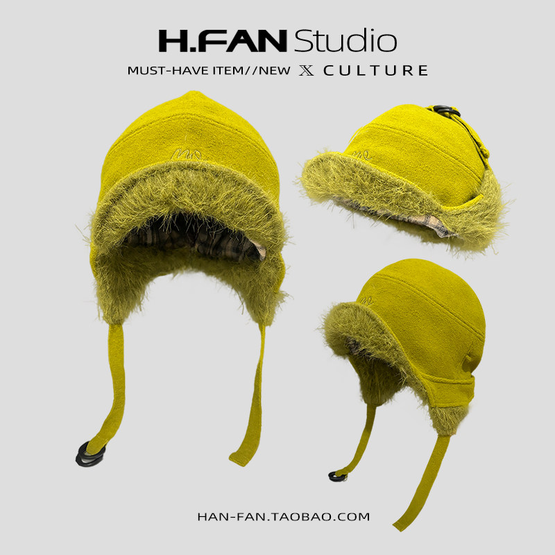 Korean ear protection warm woolen pilot hat Lei Feng hat windproof and coldproof thickened double-sided wear to show face small versatile winter