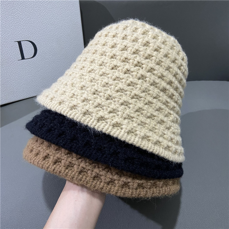 Cappello da pescatore ad ago da donna, versione coreana, alla moda, autunno e inverno, colore unico, versatile, dolce, in lana, lavorato a maglia, caldo, stile straniero alla moda_voghion.com