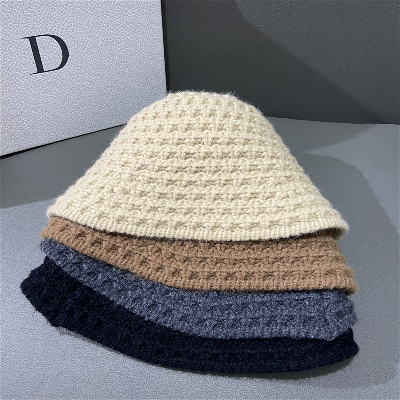 Cappello da pescatore ad ago da donna, versione coreana, alla moda, autunno e inverno, colore unico, versatile, dolce, in lana, lavorato a maglia, caldo, stile straniero alla moda_voghion.com