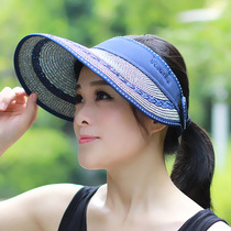 Hat Summer Lady Korean straw hat foldable Sun Hat sun hat big line hat beach hat sunscreen Beach
