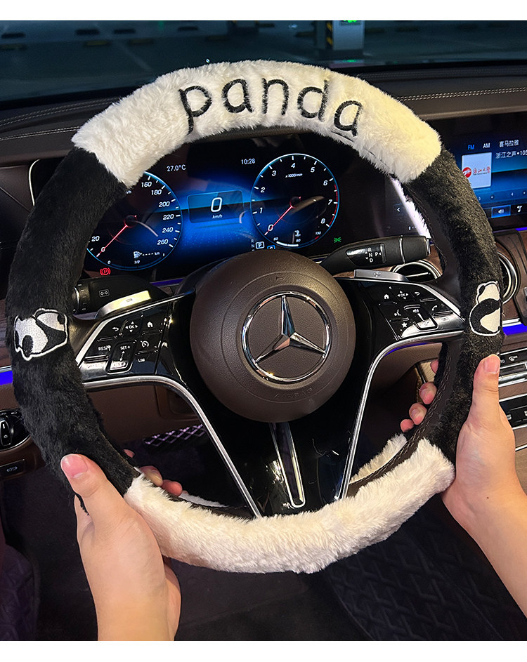 Car steering wheel cover winter plush Internet celebrity cute heating warm high-end light luxury Four Seasons car handle cover female