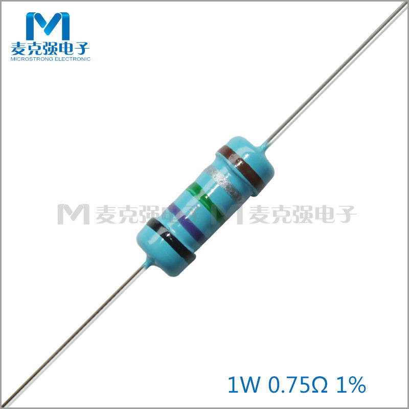 Bulk metal film resistor 1W 0 75 ohm 1% five-color ring resistor 0 75R black purple green silver brown