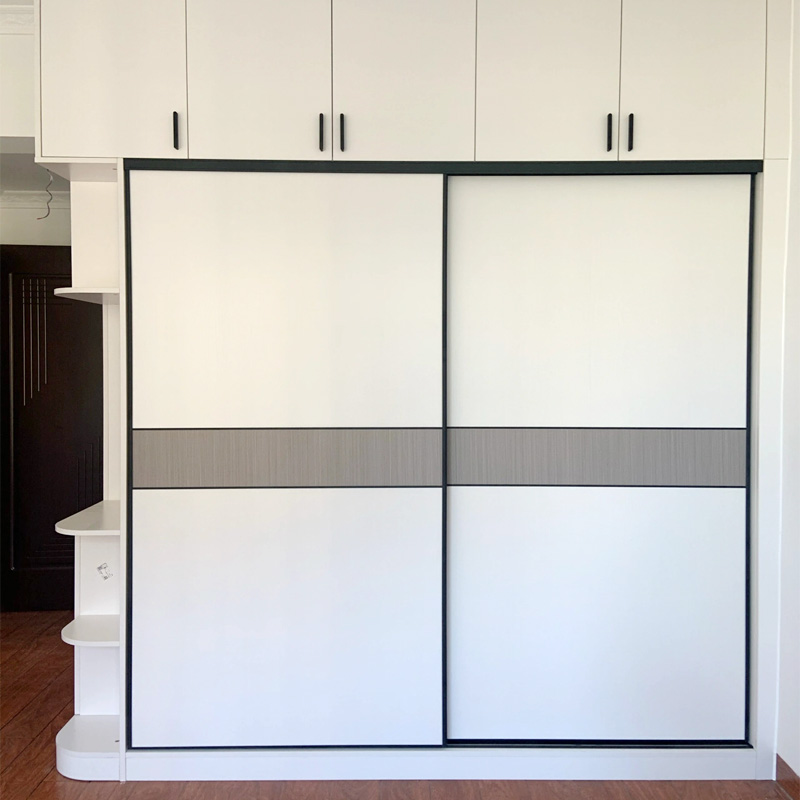 Wardrobe home bedroom push-pull custom modern minimalist glass paint sliding wardrobe sliding door custom-made simple push-pull - Taobao