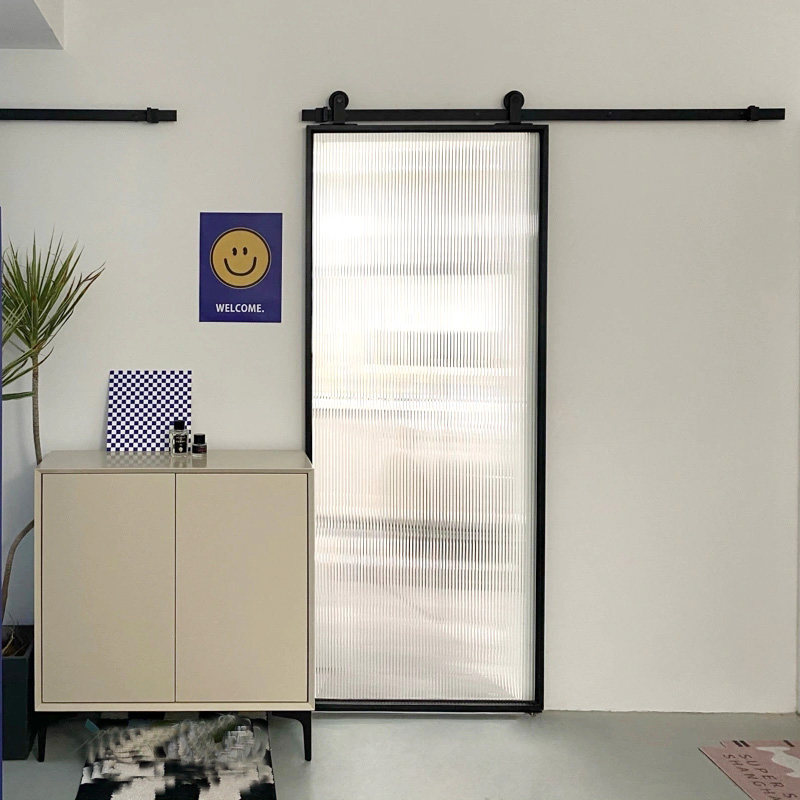 Kitchen sliding door slide rail modern minimalist powder room hanging wheel glass door invisible barn door aluminum alloy Nordic
