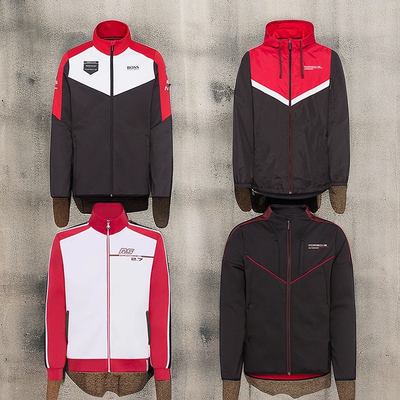 Porsche Original Genuine Men's Windproof Jacket Sports Collaboration Lightweight Coat Spring and Autumn Racing Windbreaker with Wool Lining