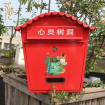 Customized graphic and text European-style mailbox retro outdoor villa letter box wall-mounted rust-proof rain-proof large size opinion box mailbox