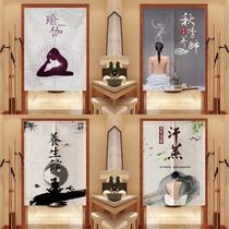 Custom yoga hall club fabric door curtain Gym partition curtain Zen dance studio half curtain Health room decoration curtain