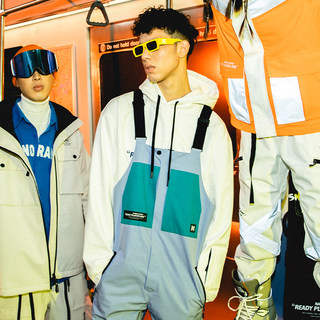 Nandn Nanen 23 New Ski Overalls Snowboard Jumpsuit Waterproof Wear-Resistant Loose Fit Unisex Color-Blocking Breathable