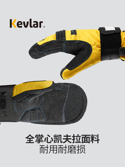 Nanen Kevlar Ski Gloves for Women with Built-In Wrist Guards, Waterproof, Finger-Separated, Professional Snowboard Gloves for Men, Snow Gloves