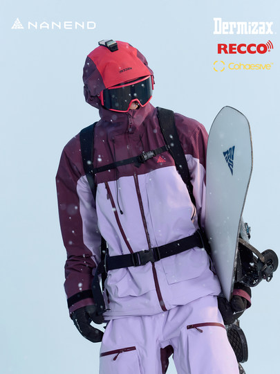 Nanen 25 new men's and women's single and snowboard ski clothing Dermizax professional 3L berry purple top