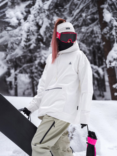 Nanen Thickened Ski Sweatshirt, Snowboard Thermal Base Layer, Winter Waterproof Outdoor Hoodie, Solid Color Inner Layer