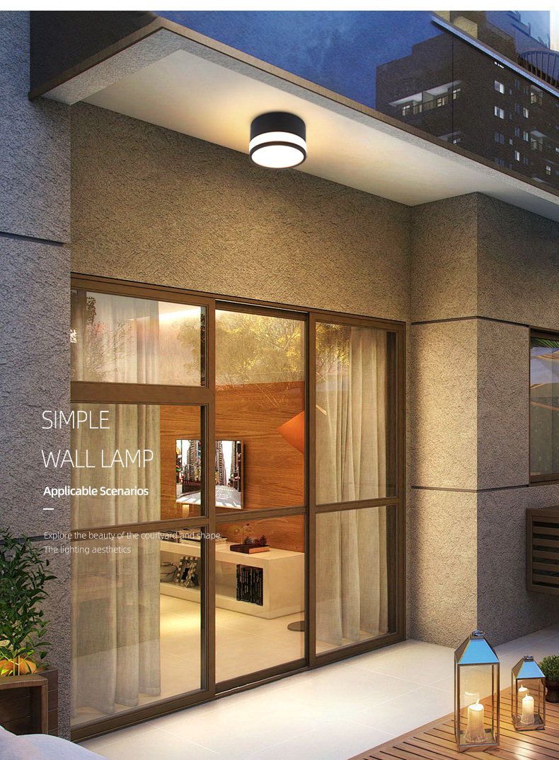 Открытый стене 山沃照明户外防水明装筒灯庭院别墅入户门口走廊阳台阳光房壁灯 Samvol