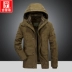 Cotton nam trung niên cộng với nhung dày áo khoác cotton có thể tháo rời lót bông Quần áo cotton nam áo khoác cotton rộng kích thước lớn - Bông mẫu áo khoác nam đẹp 2021 Bông