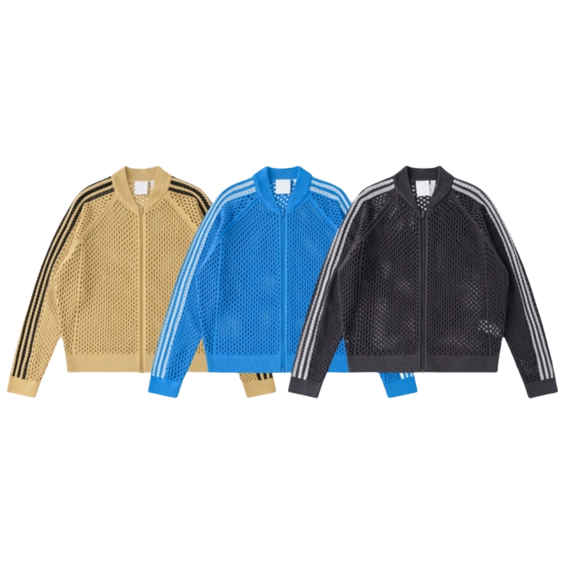 Black Christmas Tree 25Fw Custom-Woven Three-Color Hollow-Out Knit Zipper Sweater Jacket, Same Style as Jennie and Edison Chen