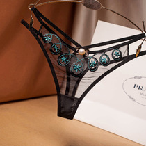 European and American Sexy T-shirt Feminine Mesh Yarn Embroidery Transparent Temptation Cross Low Waist Fire Horseradish a line t underwear 2240