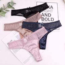 4401 European and American lace emulated silk-tinged pants T-pants underpants women feel light and luxurious hollowed-out fashion triangle pants Chaurette