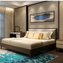 New Chinese solid wood double bed minimalist modern 1 5 m 1 8 m bed-like board room hotel Waterloo furniture custom-made