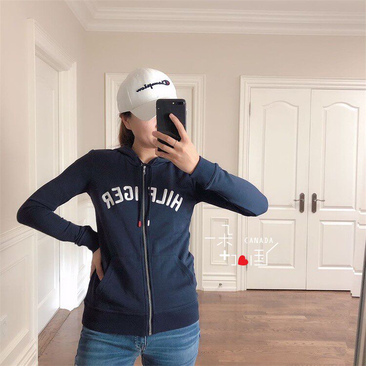 Canadian TOMMY Ms. Leisure letter warm coil without plug long sleeve coat