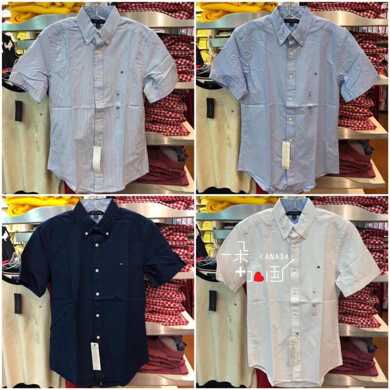 (Spot)TOMMY Tommy men's summer classic business casual Oxford spinning short-sleeved shirt