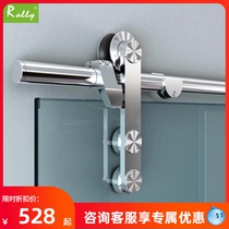 Stainless steel glass barn door hanging rail accessories full set American Kitchen Pushing Ramen Track Nordic Washroom Moving Door