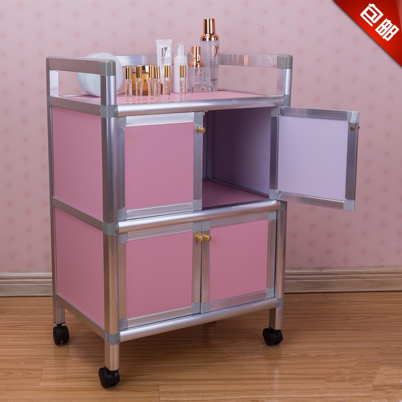 Small cart intake cabinet Bowl Tray Cabinet double door Two layers of beauty A shop cupboard Multi-floor beauty salon cart shelf One floor