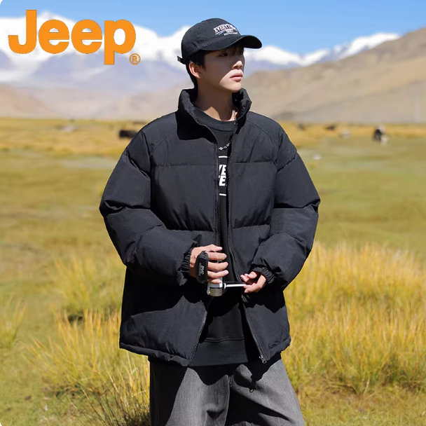 Jeep吉普羽绒棉服男女同款立领面包服加厚保暖宽松潮牌外套棉衣袄