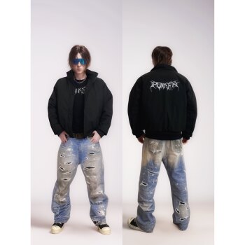 Punkfk autumn and winter three-proof fabric silhouette printed logo thickened warm cotton clothing quilted cotton Punkfk autumn and winter three-proof fabric silhouette printed logo thickened warm cotton clothing quilted cotton