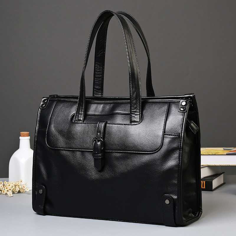 Hong Kong Genuine Leather Men's Bag Casual Portable Shoulder Bag Large Capacity Messenger Men's Business Travel Bag Large Bag