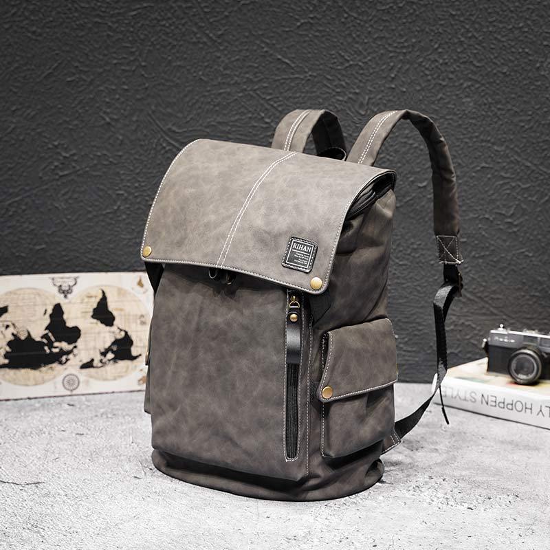 Hong Kong Genuine Leather Men's Backpack Travel Backpack Simple Large Capacity Leisure Student School Bag Fashion Trend