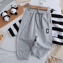 Children All-cotton Loose Sweatpants Spring Autumn Season Men And Women Baby Long Pants Outwear Children Casual Pants Kindergarten Sports Pants