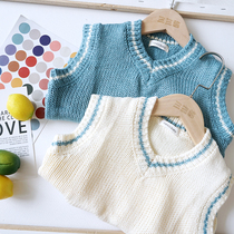 Three Three Sauce Sauce Shop Childrens Sweater Vest Boy Autumn 2020 New Female Baby Wear Knitted West