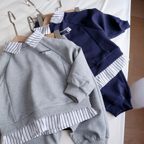 Childrens spring clothes suit Spring autumn season 2022 new male and female baby foreign air weaters Two sets of childrens sports suit