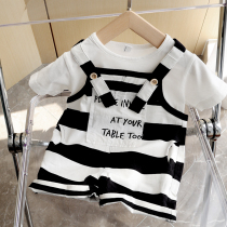 Baby Striped Back Belt Pants Summer Thin men and women Childrens gondola pants 1-3-year-old Summer clothing Childrens ocean air shorts