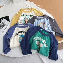 Childrens Clothing Baby Foreign Air Long Sleeves T-shirt Spring Autumn Mens Children Autumn Clothes Undershirt Women Children Full Cotton Compassionate Blouses