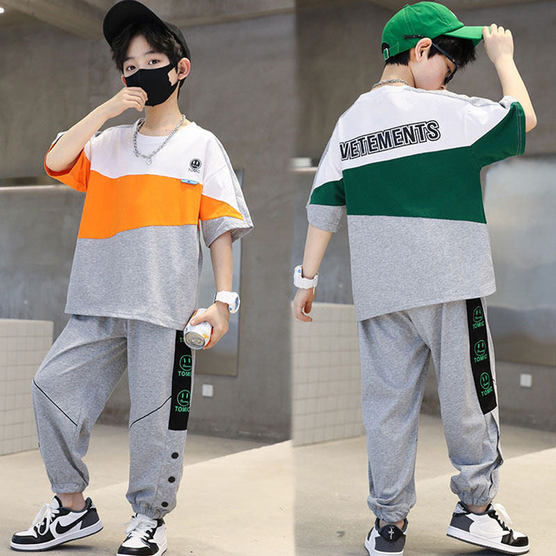 Boy cool with summer clothing suit Chauchai Chauchus 2022 new children Summer short sleeves CUHK two sets of damp
