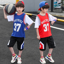 Boys summer clothes set handsome Zhongdabong 2021 new foreign style 10 year old boy summer thin two-piece set