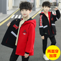 Boys Tide brand spring coat spring and autumn Korean double-faced trench coat 2021 New Tide long foreign style coat