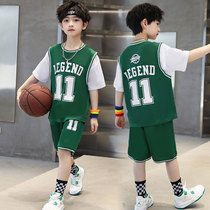 Boys basketball clothes suit 2022 new children Summer short sleeves Two sets CUHK Tong Xia fitted ball clothes training clothes