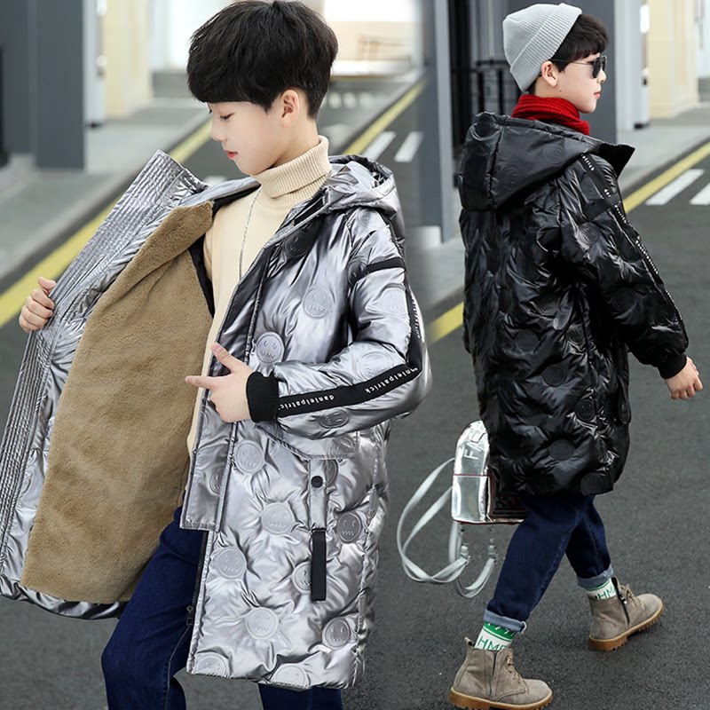 Boy winter clothing 2021 New cotton coat jacket CUHK Winter Cotton Clothing Medium Long Version Garnter Thickened Cotton Padded Jacket