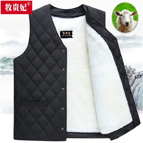 Зимний шерстяной удерживающий тепло жилет, для среднего возраста, увеличенная толщина