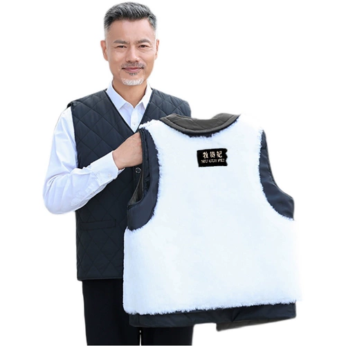 Зимний шерстяной удерживающий тепло жилет, для среднего возраста, увеличенная толщина
